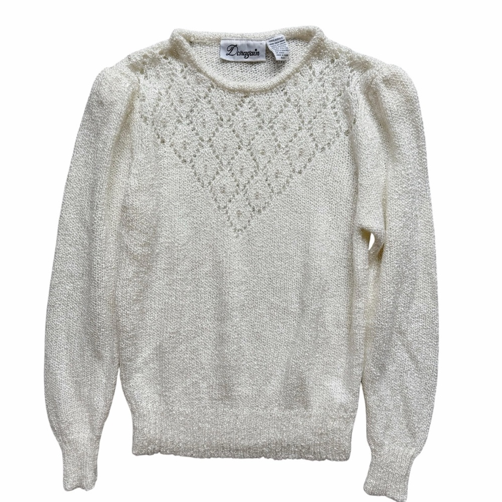 Vintage Pearl Knit Grandma Sweater Medium